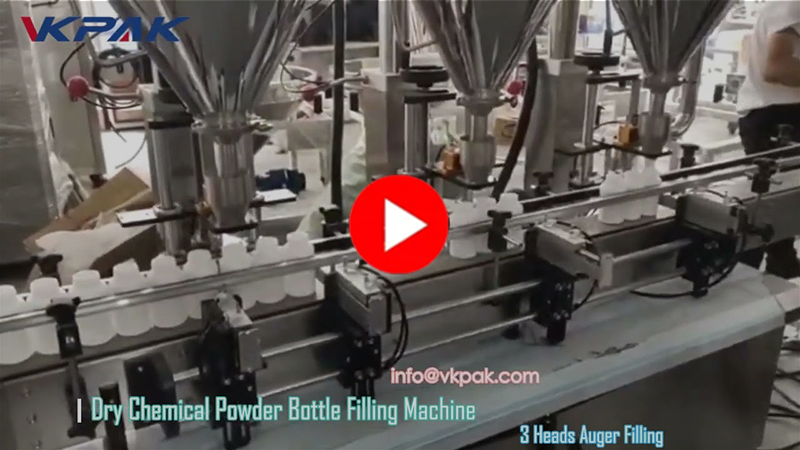 Automātiska trīs galvu pulvera pudeļu pildīšanas mašīna