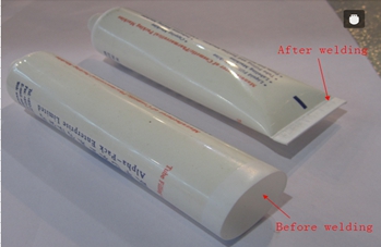 welding samples from ultrasonic tubes sealer metināšana ar paraugiem.jpg
