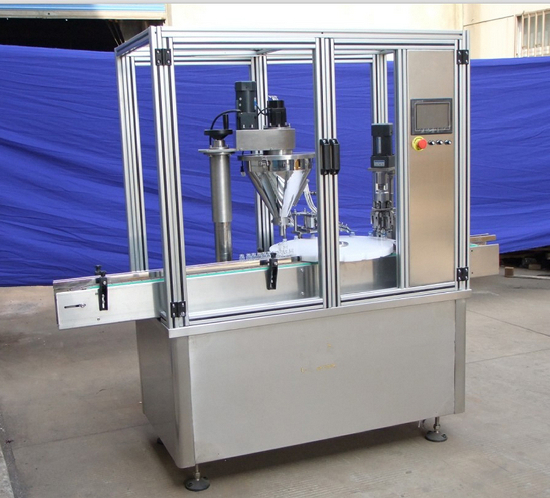 powder filler capper machine pulvera pildījuma vāciņu aprīkojums.jpg