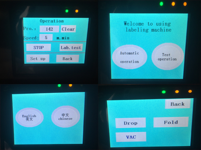 vadības zīme ekrāna iekšpusē, lai darbinātu mašīnu etiķeti